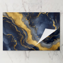 Marbre Abstrait Fluide Or Marine Luxe Grand