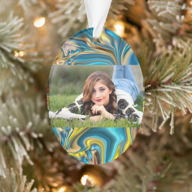 marbre abstrait tourbillons jaune turquoise bleu t (Arbre)