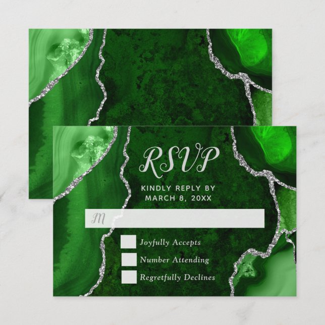 Marbre Agate Vert et Argent RSVP (Devant / Derrière)
