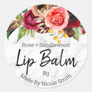 Marbre Aquarelle Fleurs Lip Balm Pot Étiquettes