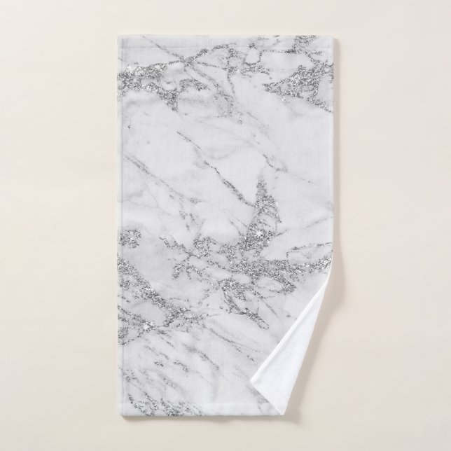 Marbre argenté gris blanc chic élégant de parties (Serviette à main)