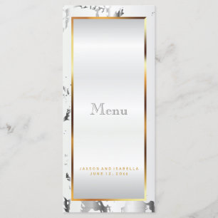 Marbre argenté, or et satin blanc - menu