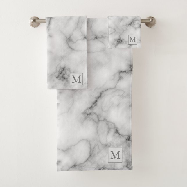 Marbre blanc argent de luxe Monogramme (En situation)