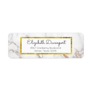 Marbre blanc avec cadre Faux Gold Foil