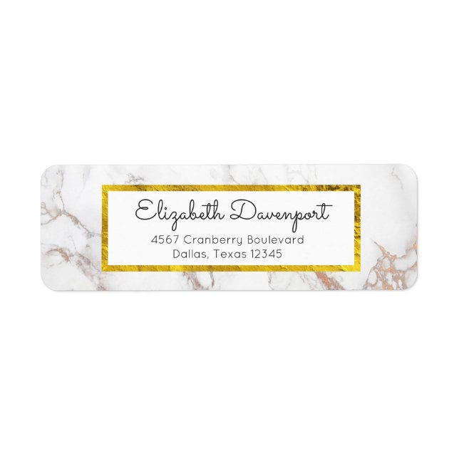 Marbre blanc avec cadre Faux Gold Foil (Devant)
