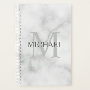 Marbre blanc classique Monogramme personnalisé et 