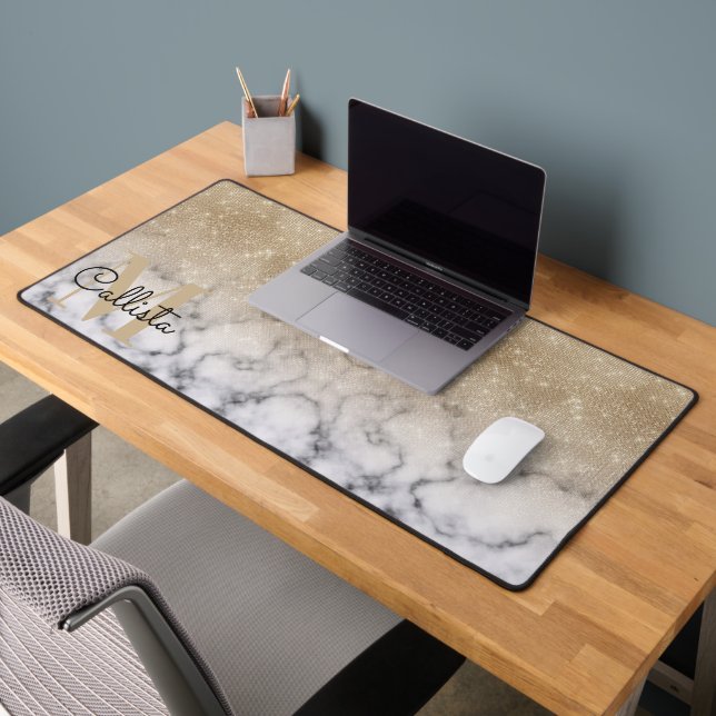 Marbre blanc de Parties scintillant or glamour Omb (Bureau 2)