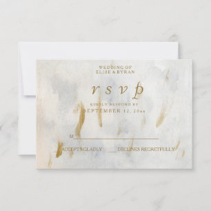 Marbre blanc d'or Aquarelle moderne Mariage RSVP