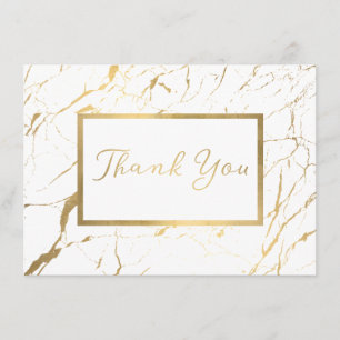 Marbre blanc et or Carte de remerciements