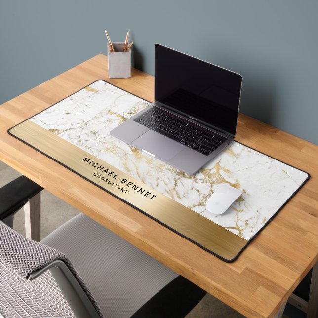 Marbre blanc Faux Gold Metallic Business (Bureau 2)
