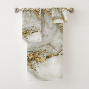 Marbre blanc Gold Splatter Abstrait