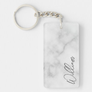 Marbre blanc Modern Script Nom personnalisé
