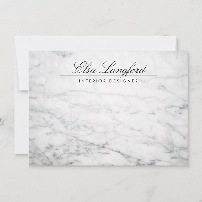 Marbre blanc moderne Luxe Designer Carte pour note (Devant)