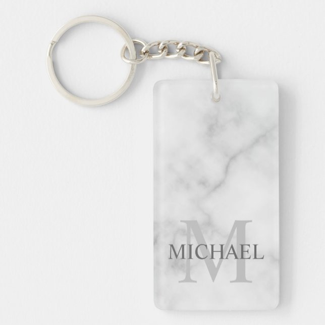 Marbre Blanc Monogramme et Nom Personnalisés (Devant)