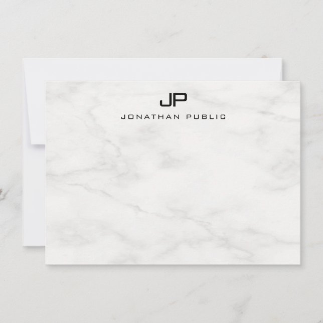 Marbre blanc monogramme Moderne Élégant Modèle (Devant)