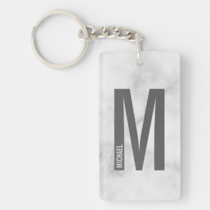 Marbre blanc Monogramme personnalisé et nom
