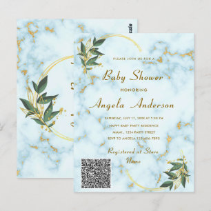 Marbre blanc or QR Code Baby shower Invitation