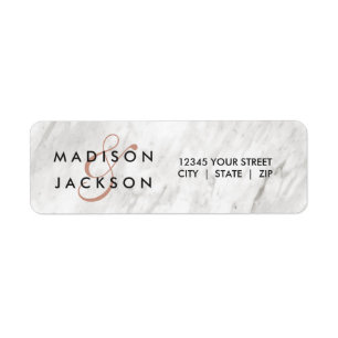 Marbre blanc & Rose Gold Mariage Adresse de retour
