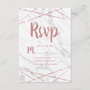Marbre blanc Rose Gold Mariage géométrique RSVP