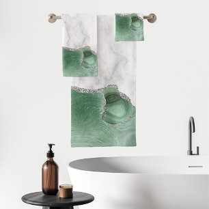 Marbre blanc Sage Green Agate Parties scintillant 
