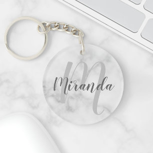 Marbre blanc Script Monogramme personnalisé et nom
