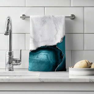 Marbre blanc Turquoise Blue Agate Argent