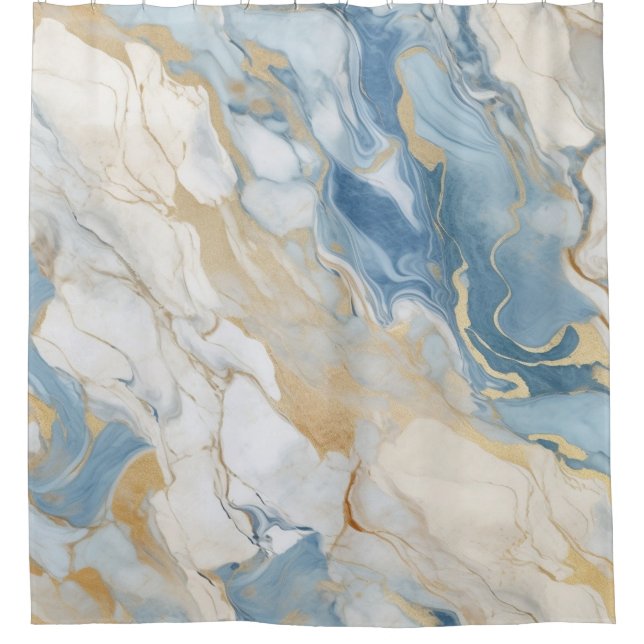 Marbre bleu et beige design Douche rideau (Devant)