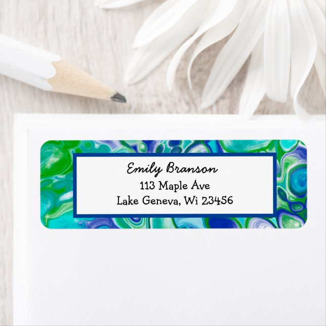 Marbre bleu et vert Fluid Art Abstrait (En situation)