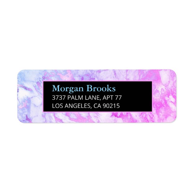 Marbre bleu et violet, Étiquette noir et bleu (Devant)