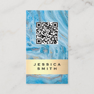 Marbre bleu   Or brossé   Étiquette QR