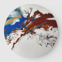 Marbre Brown Bleu Fluide Abstrait Art Horloge mura