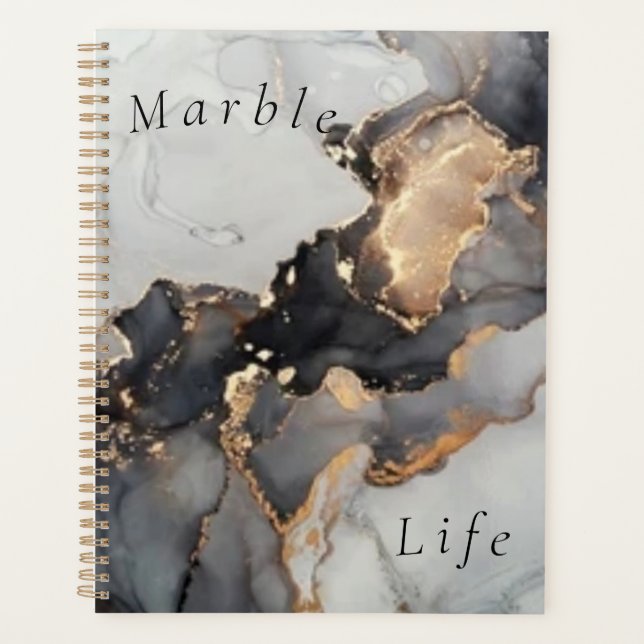 Marbre brun, noir, blanc avec planneur or (Devant)