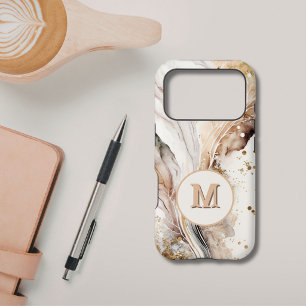 Marbre Brun Or Luxe Design Abstrait Monogramme