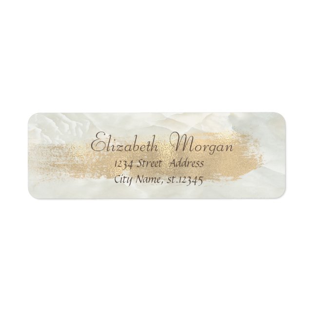 Marbre Chic Élégant, Faux Coup de Pinceau en Or (Devant)