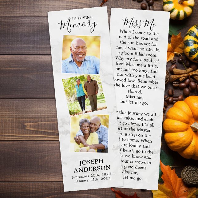 Marbre commémoratif 3 Photo Signet de prière funér (Créateur téléchargé)