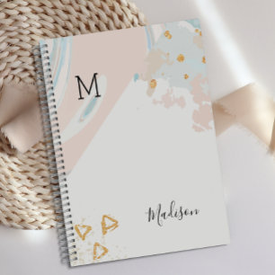 Marbre Corail Bleu Monogramme Tendance