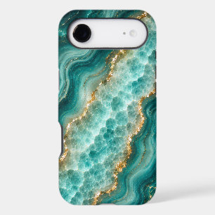 Marbre de luxe en agate turquoise avec veines d'or