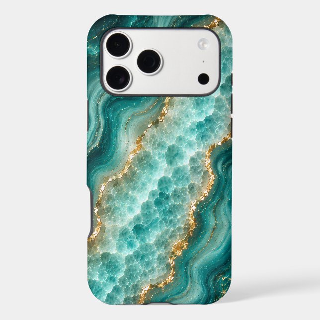 Marbre de luxe en agate turquoise avec veines d'or (Verso)