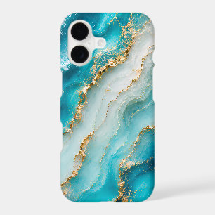 Marbre de luxe en agate turquoise avec veines d'or