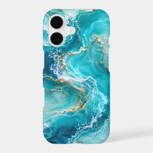 Marbre d'Océan Turquoise de Luxe avec Vagues de Fe