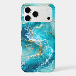 Marbre d'Océan Turquoise de Luxe avec Vagues de Fe