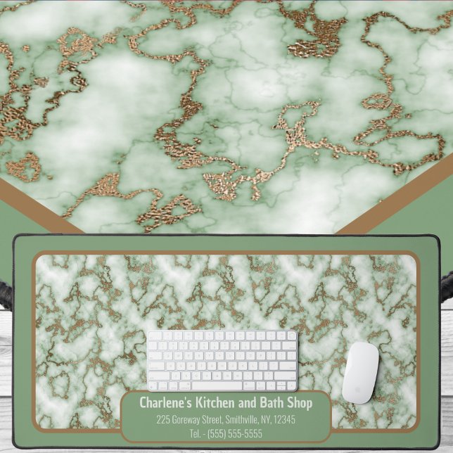 Marbre d'or Faux Green - Bureau (Faux Green Gold Marble - Office Desk Mat by Office Accessories Shop)