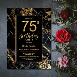 Marbre d'or noir 75e anniversaire Invitation de fê