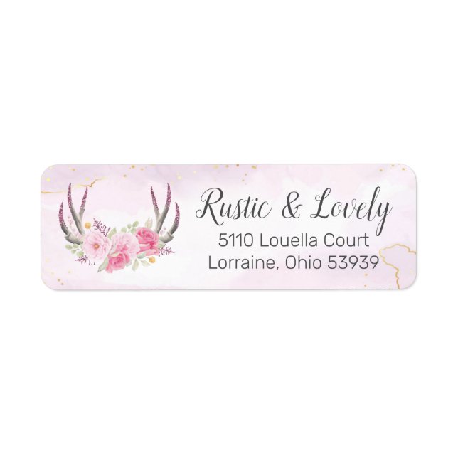 Marbre d'or rose rousse Rustique Floral Antlers Ch (Devant)