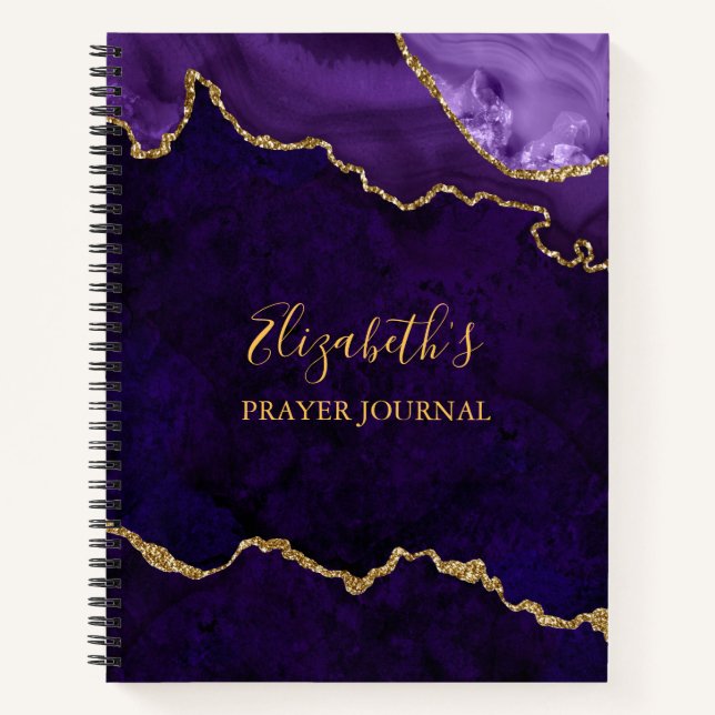 Marbre d'or violet Agate Geode Journal de prière (Devant)