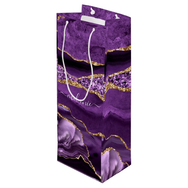 Marbre d'or violet personnalisé Votre nom Sac cade (Dos Angle)