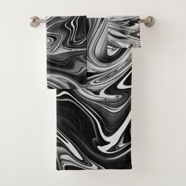 Marbre élégant 7 - Noir et blanc liquide (En situation)