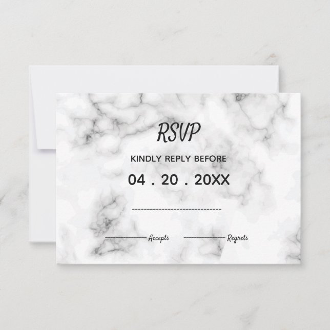 Marbre élégant mariage design RSVP (Devant)