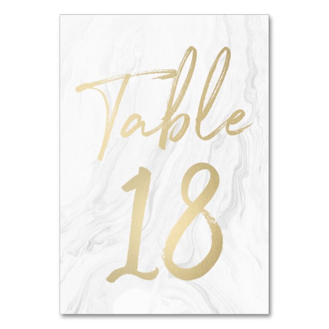 Marbre et or Script | Carte numéro de tableau 18 (Par défaut)