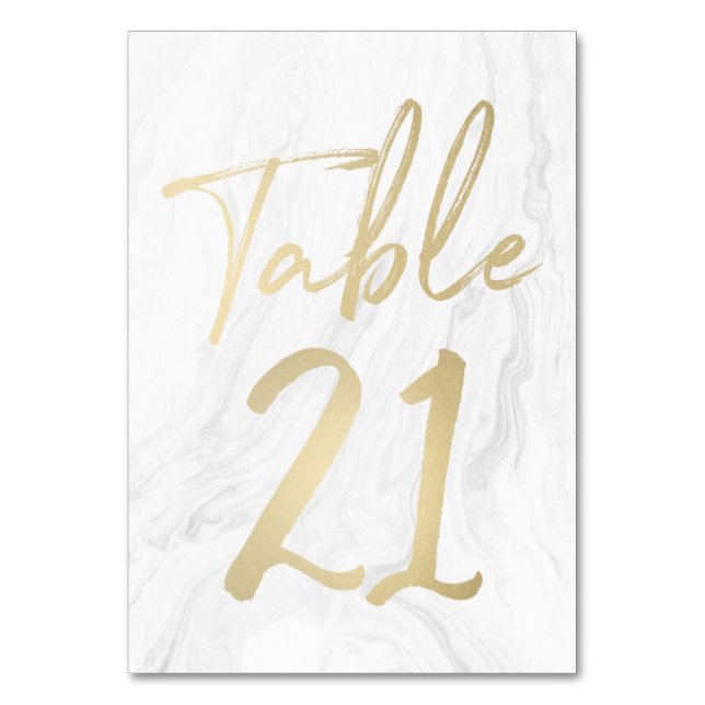 Marbre et or Script | Carte numéro de tableau 21 (Par défaut)